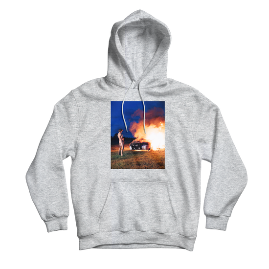 Burning Car Grey Hoodie