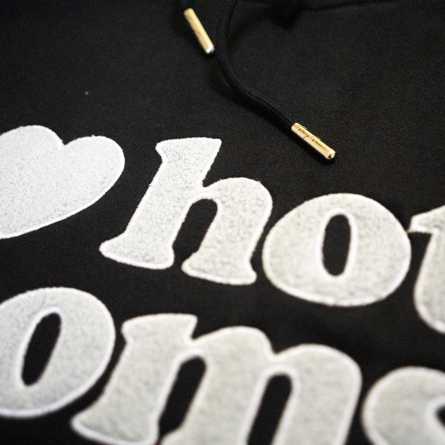 I Heart Hot Moms Chenille Black Hoodie