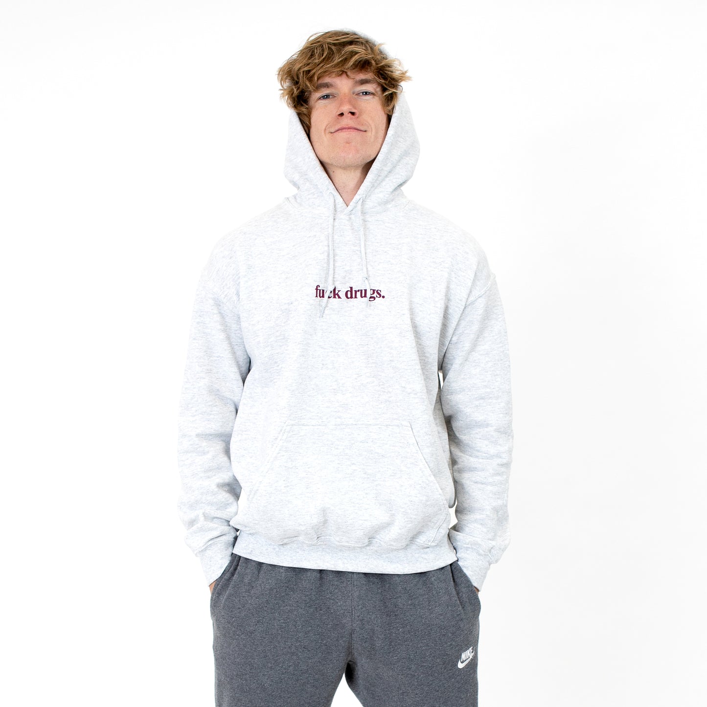 Fuck Drugs Heather Grey Hoodie