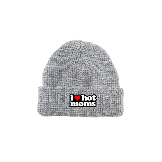 I Heart Hot Moms Heather Grey Knit Beanie