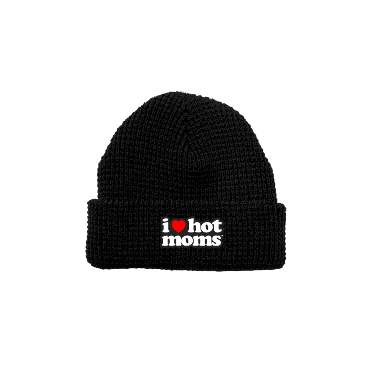 I Heart Hot Moms Black Knit Beanie