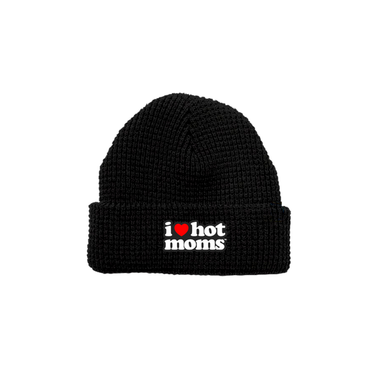 I Heart Hot Moms Black Knit Beanie