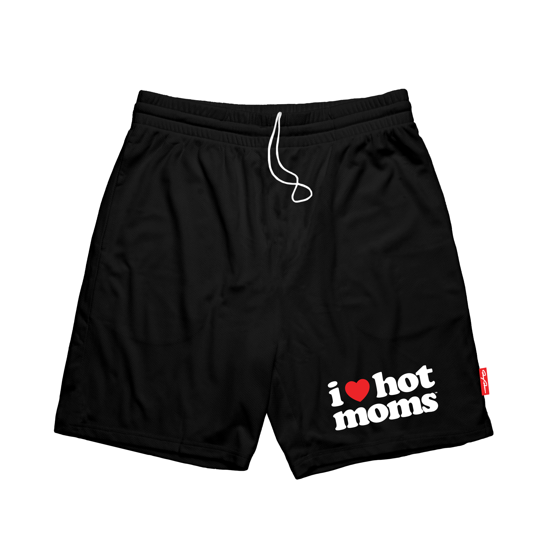 I Heart Hot Moms Black Mesh Shorts