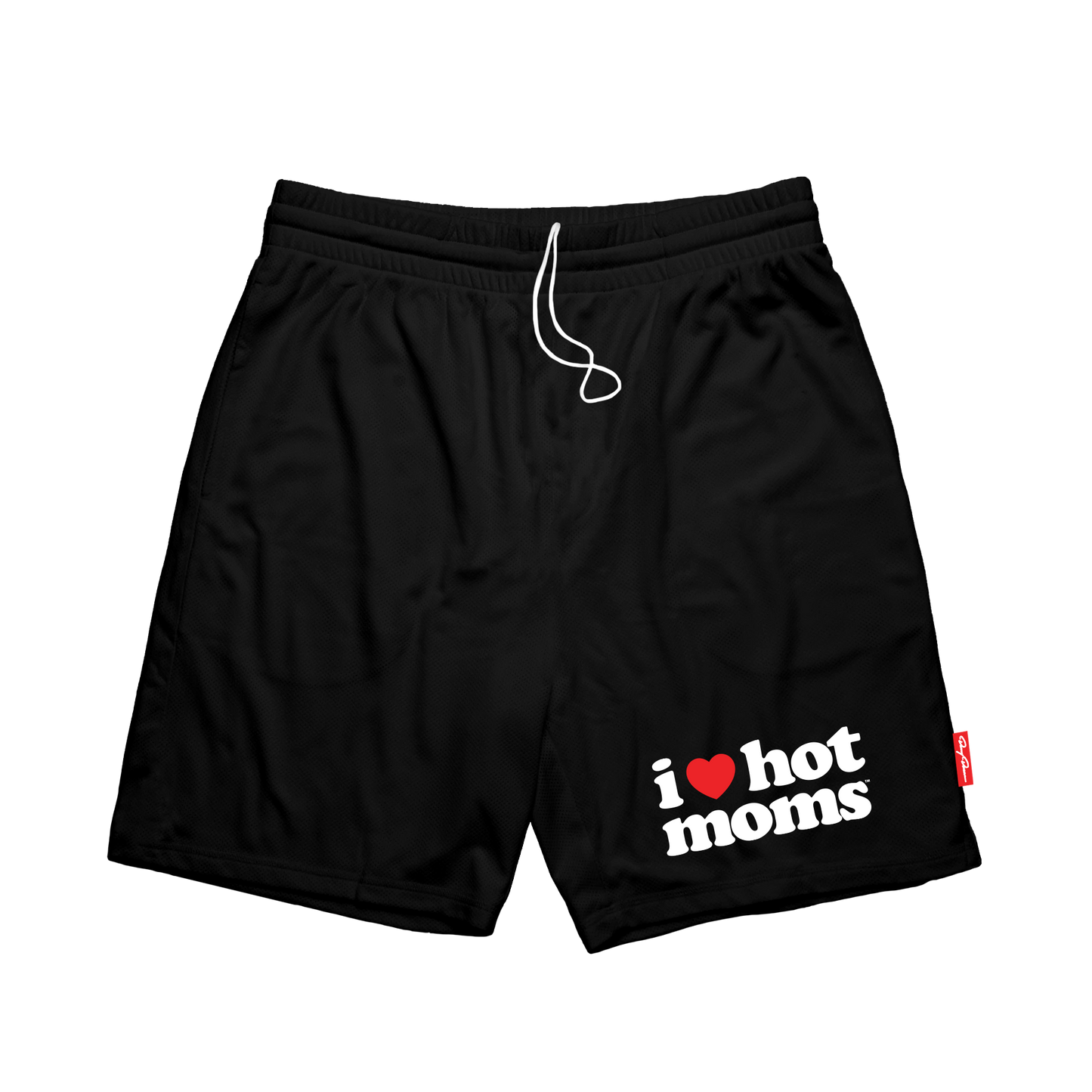 I Heart Hot Moms Black Mesh Shorts