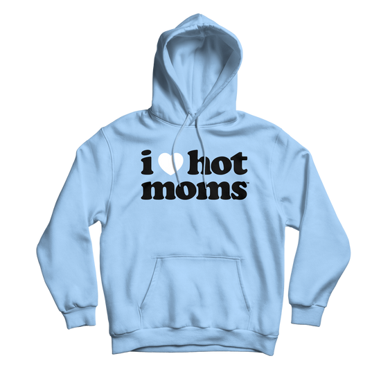 I Heart Hot Moms Light Blue Hoodie