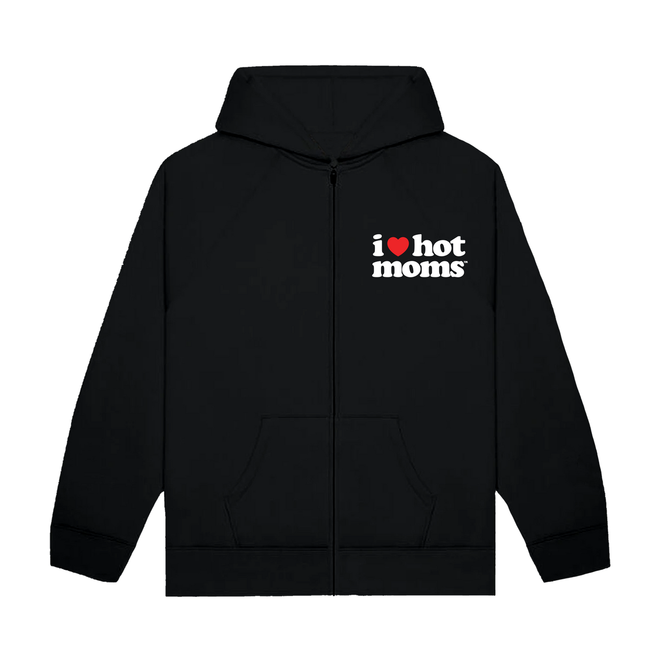 I Heart Hot Moms Black Zip-Up Hoodie