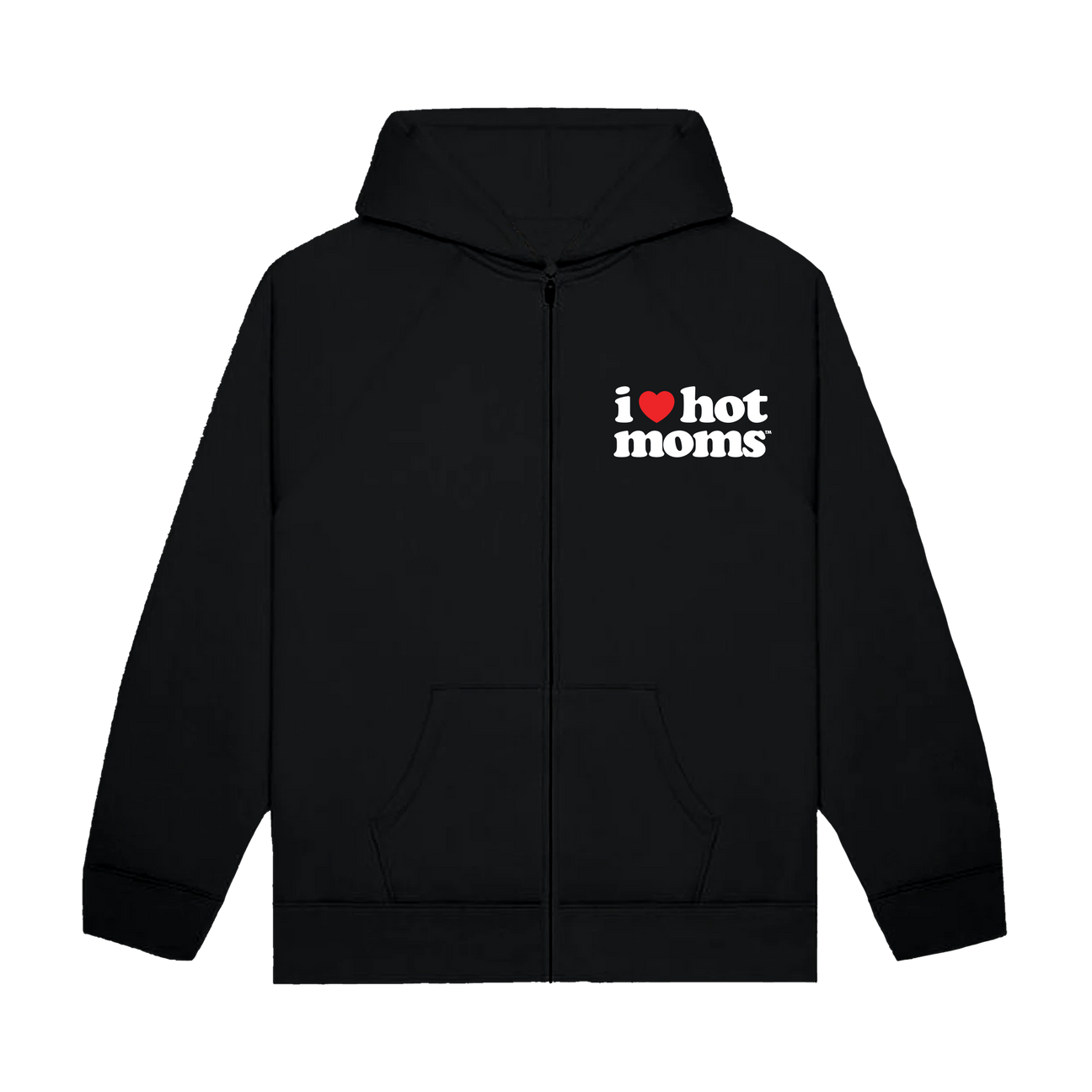 Load image into Gallery viewer, I Heart Hot Moms Black Zip-Up Hoodie

