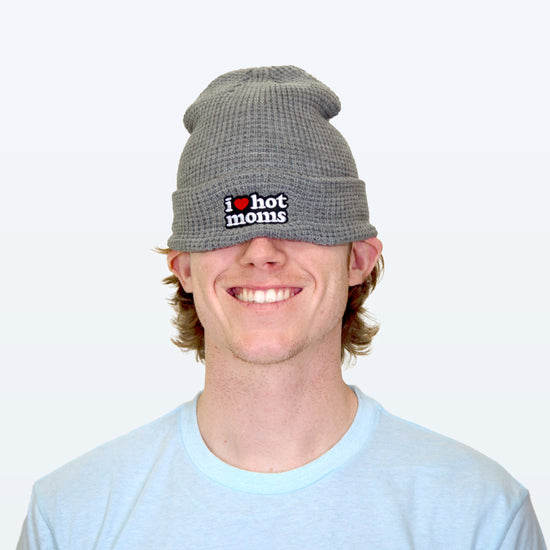 I Heart Hot Moms Heather Grey Knit Beanie