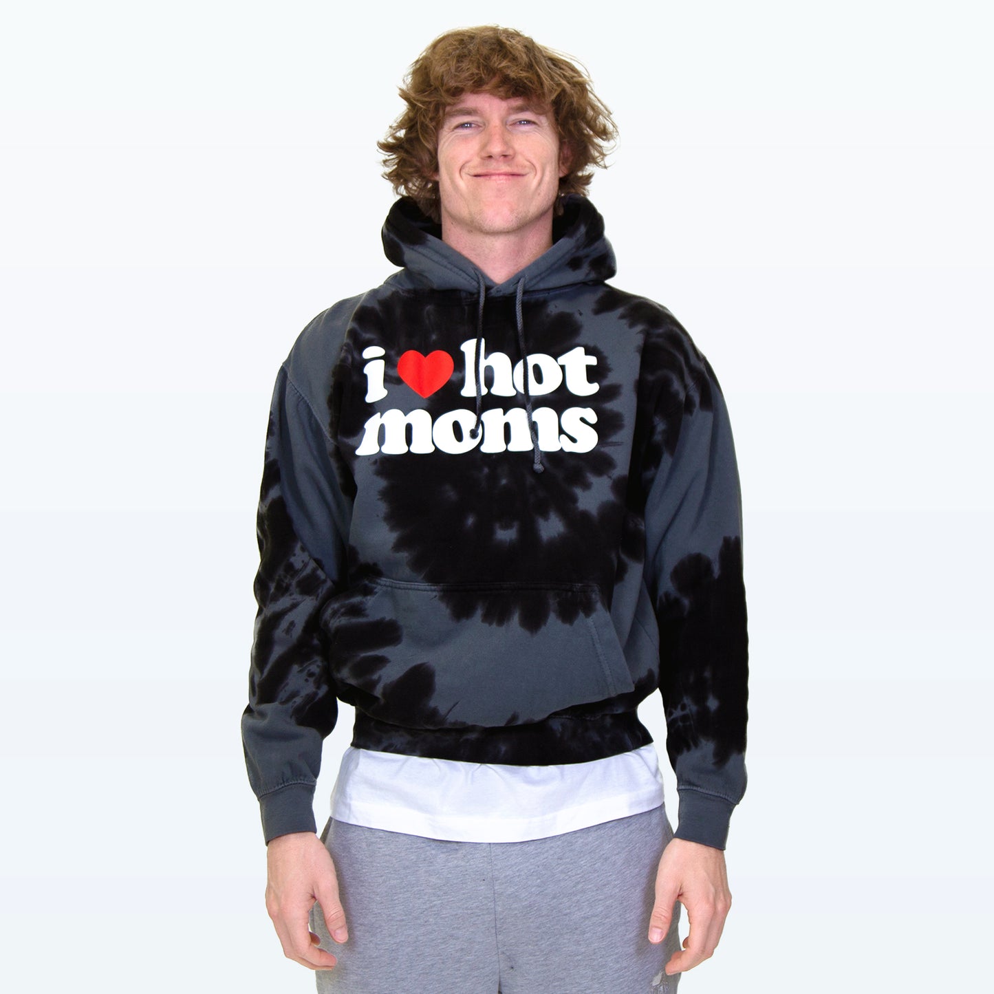 Load image into Gallery viewer, I Heart Hot Moms Black Dye Hoodie
