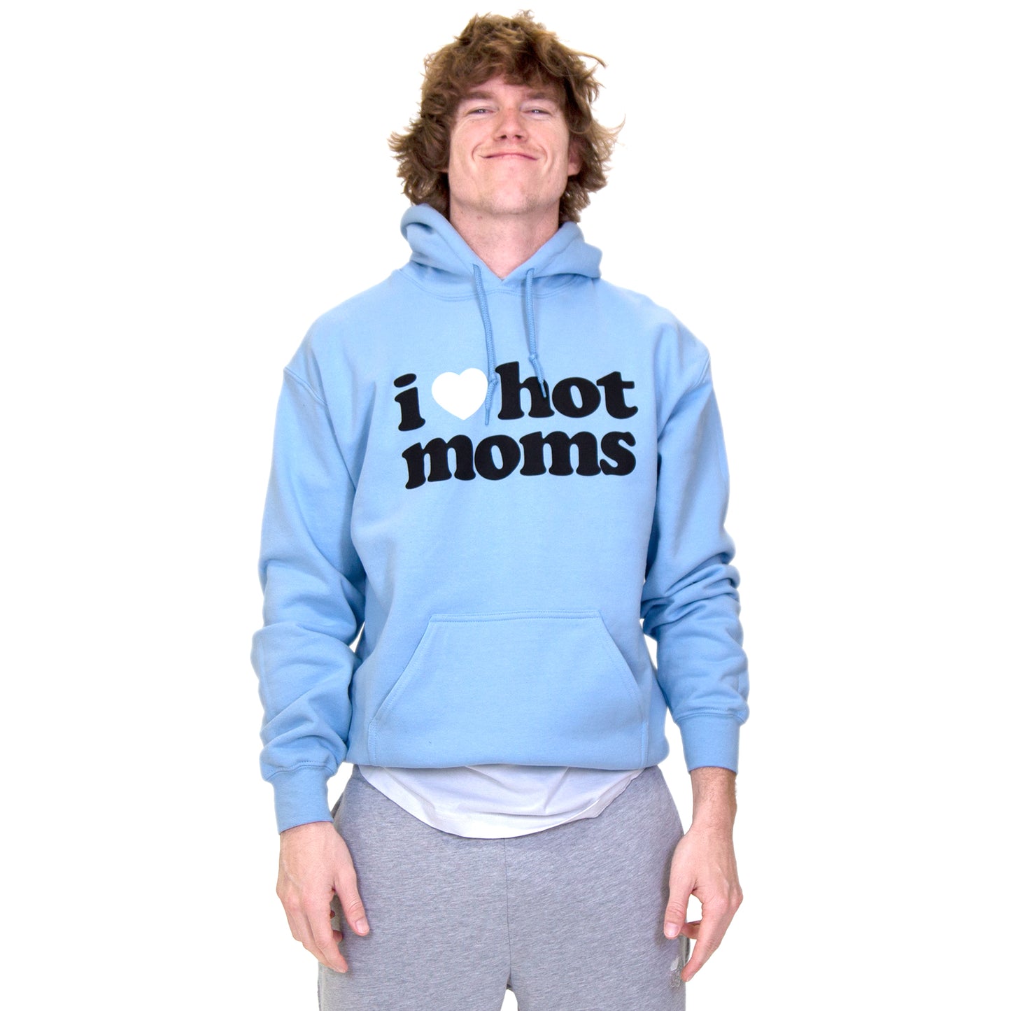 I Heart Hot Moms Light Blue Hoodie