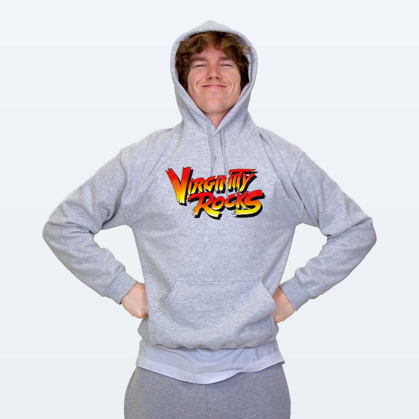 Virginity Rocks Brawl Grey Hoodie
