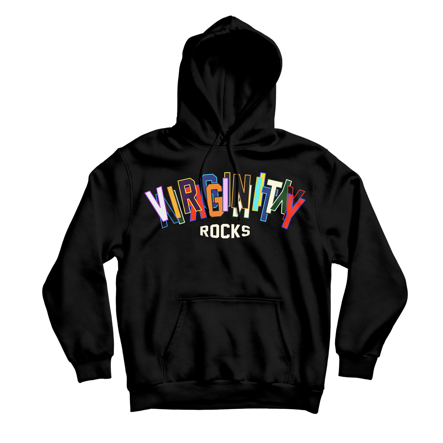 Virginity Rocks Stacked Black Hoodie