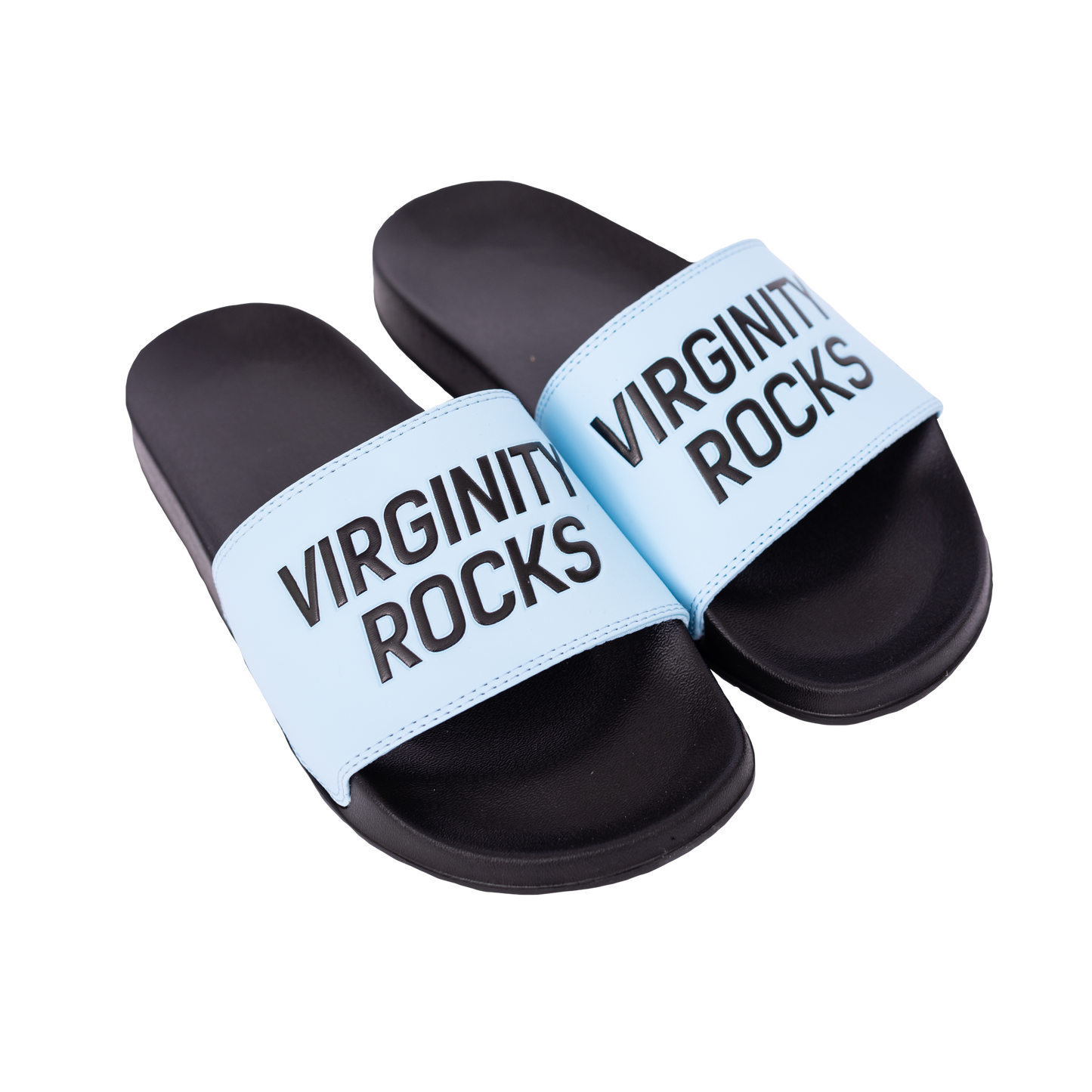 Virginity Rocks Black/Light Blue Slides