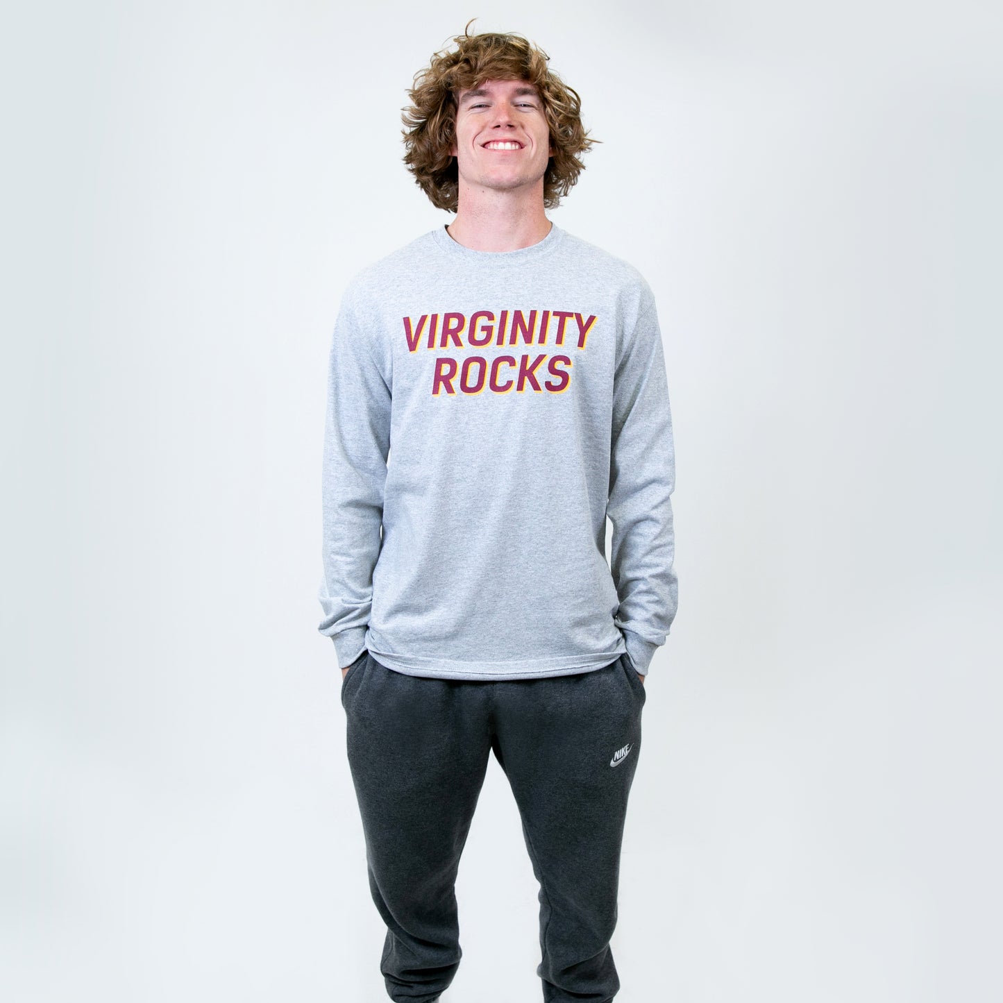 Virginity Rocks Long Sleeve Heather Grey