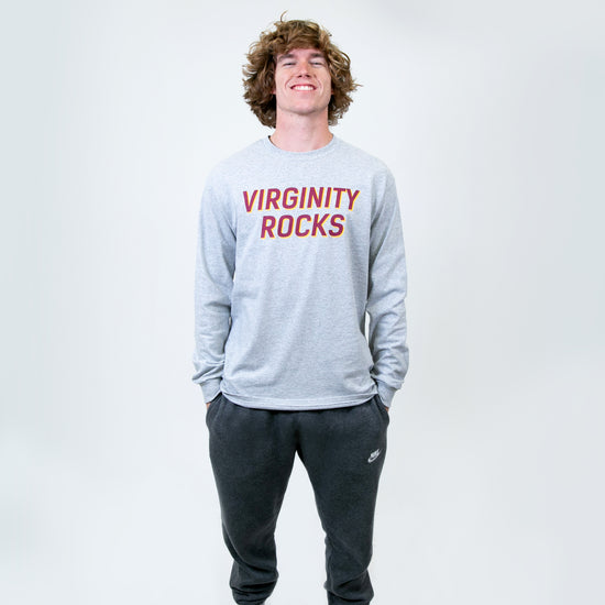 Virginity Rocks Long Sleeve Heather Grey