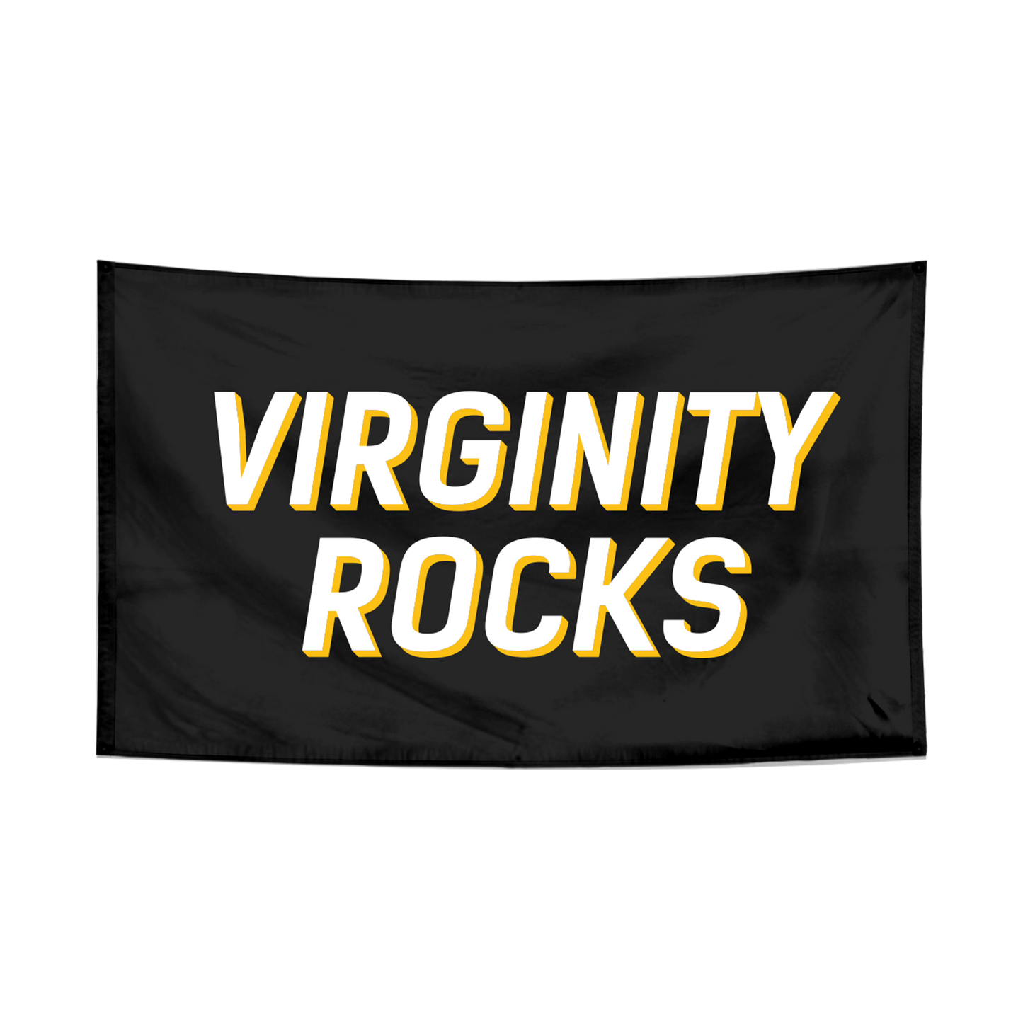 Virginity Rocks Black Wall Flag
