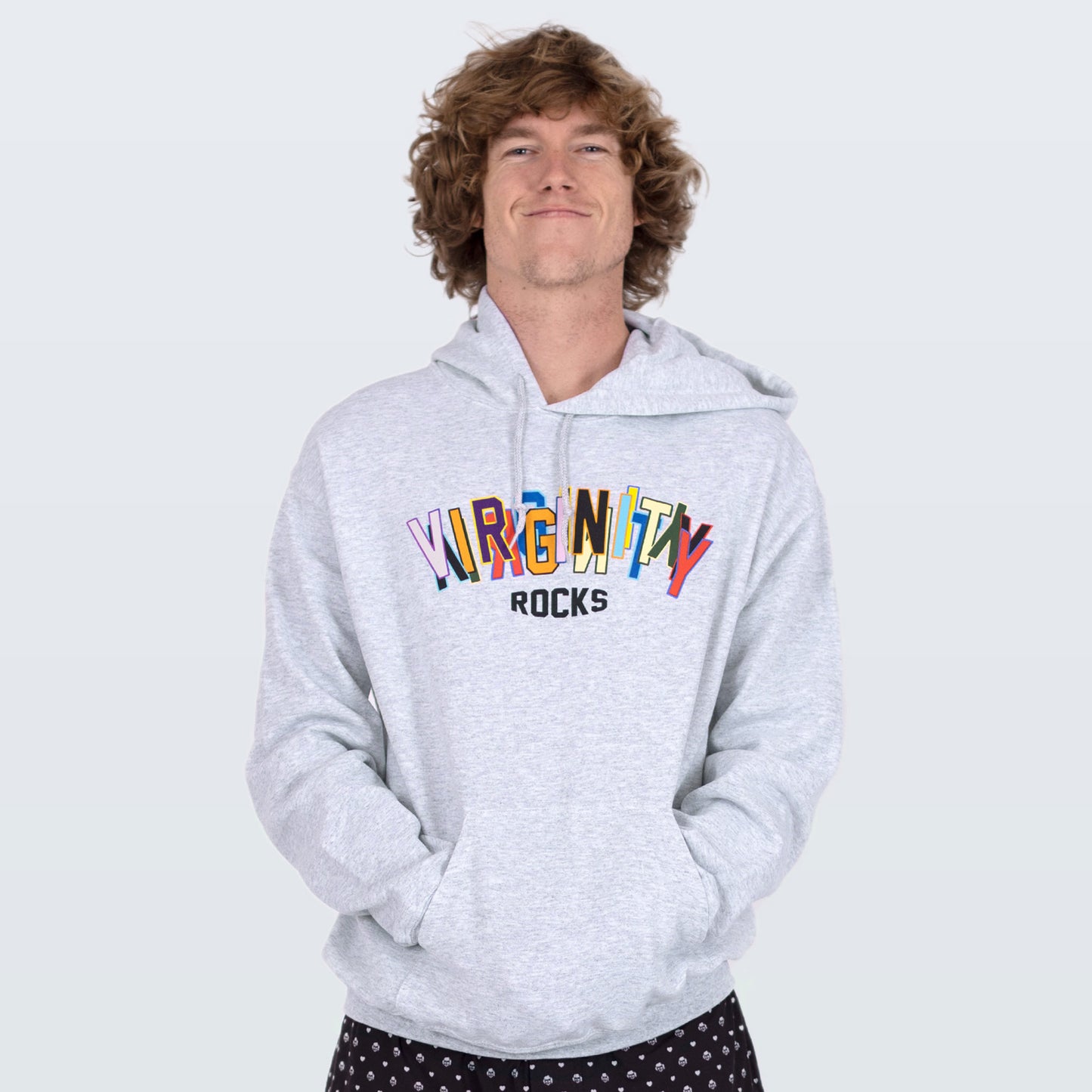 Virginity Rocks Stacked Grey Hoodie
