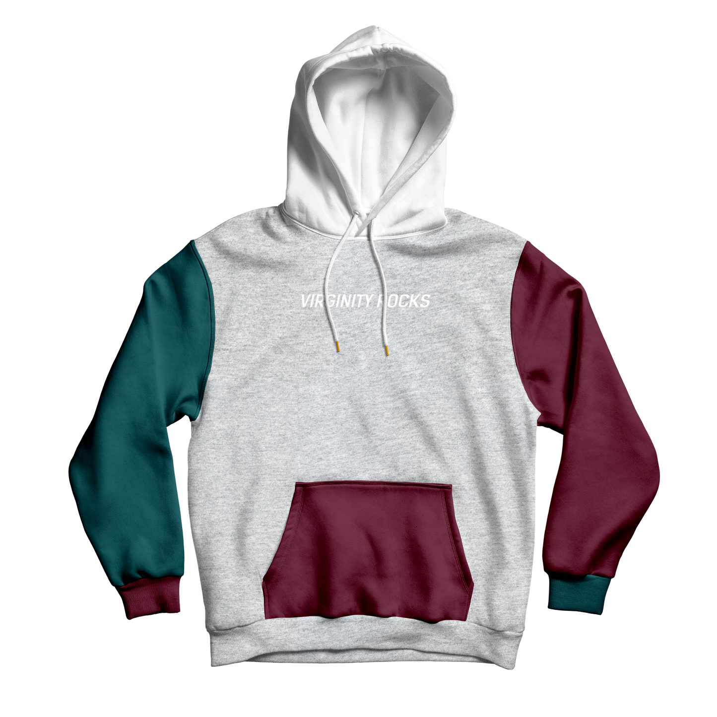 Virginity Rocks Color Block Grey Hoodie