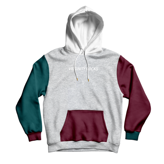 Virginity Rocks Color Block Grey Hoodie