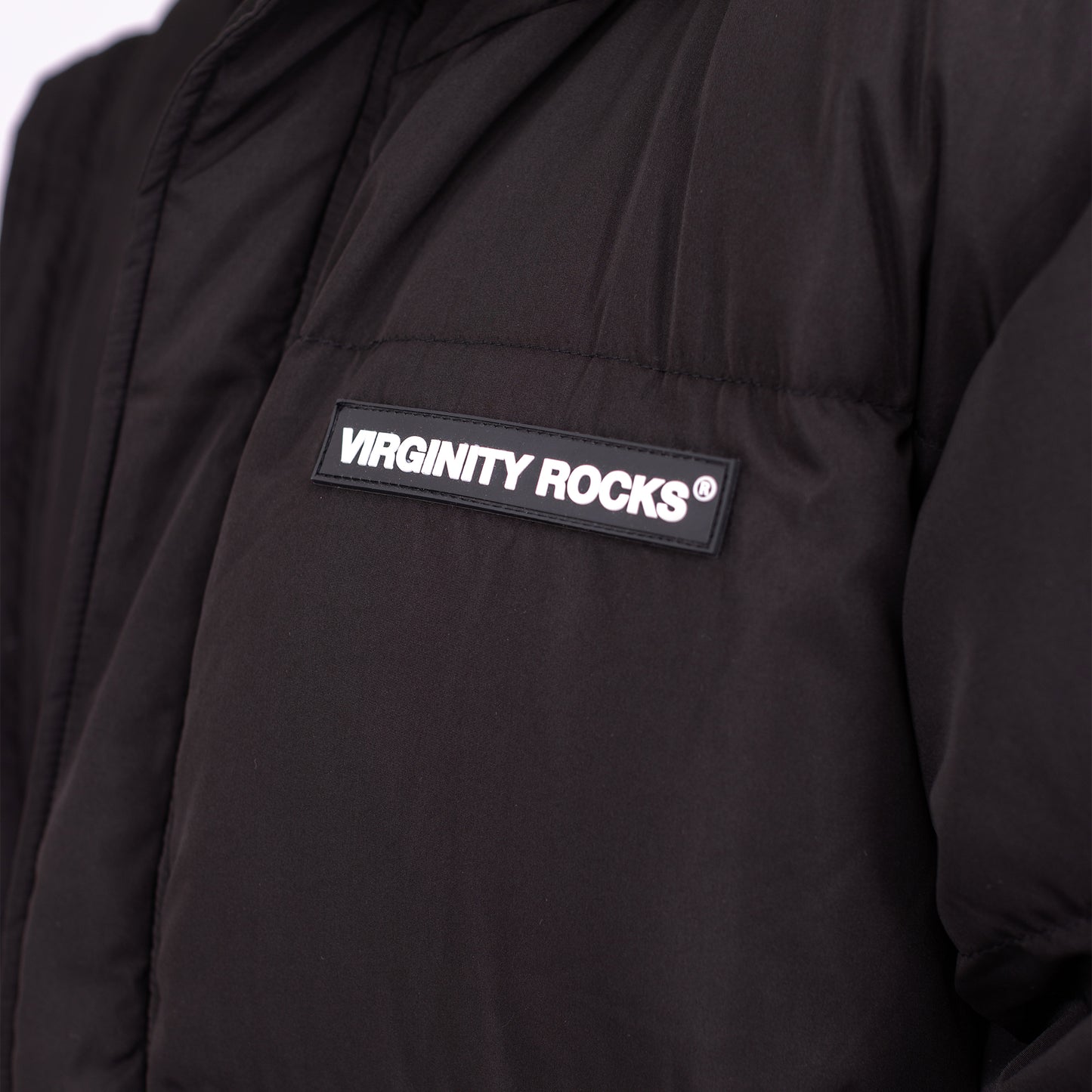 Virginity Rocks Registered Black Puffer Jacket