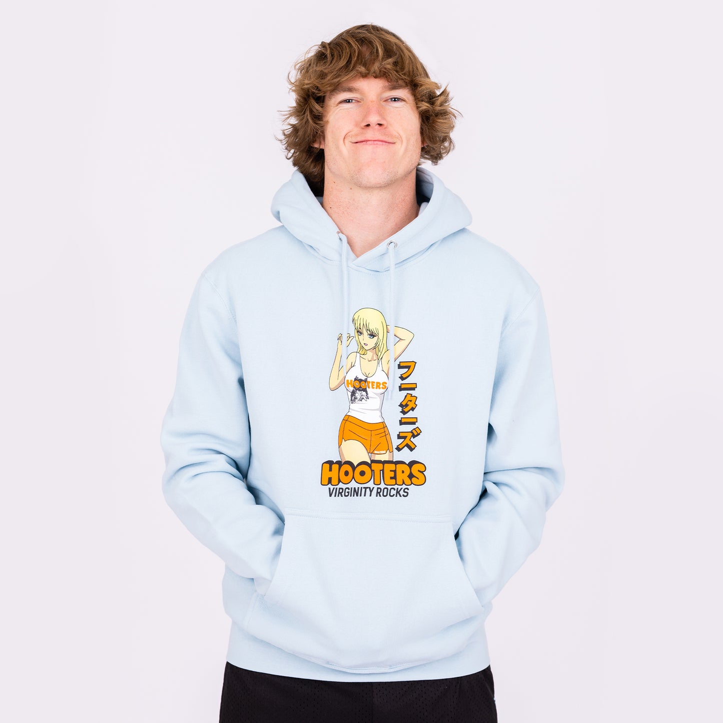 Anime Hooters Girl Light Blue Hoodie