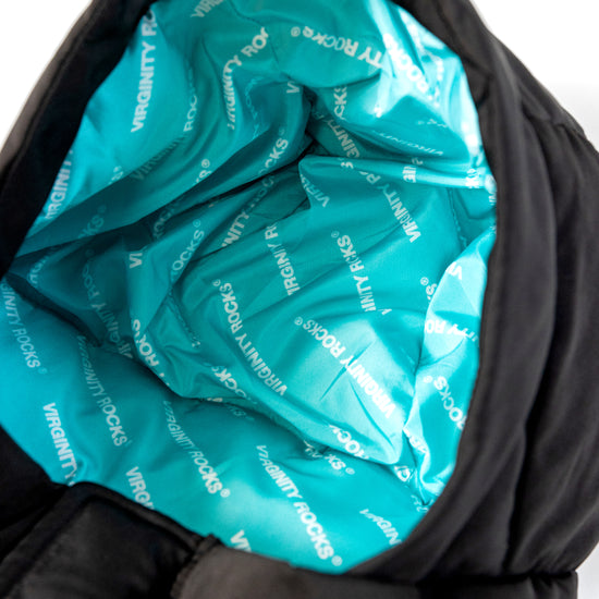 Load image into Gallery viewer, Virginity Rocks Registered Black Puffer Jacket
