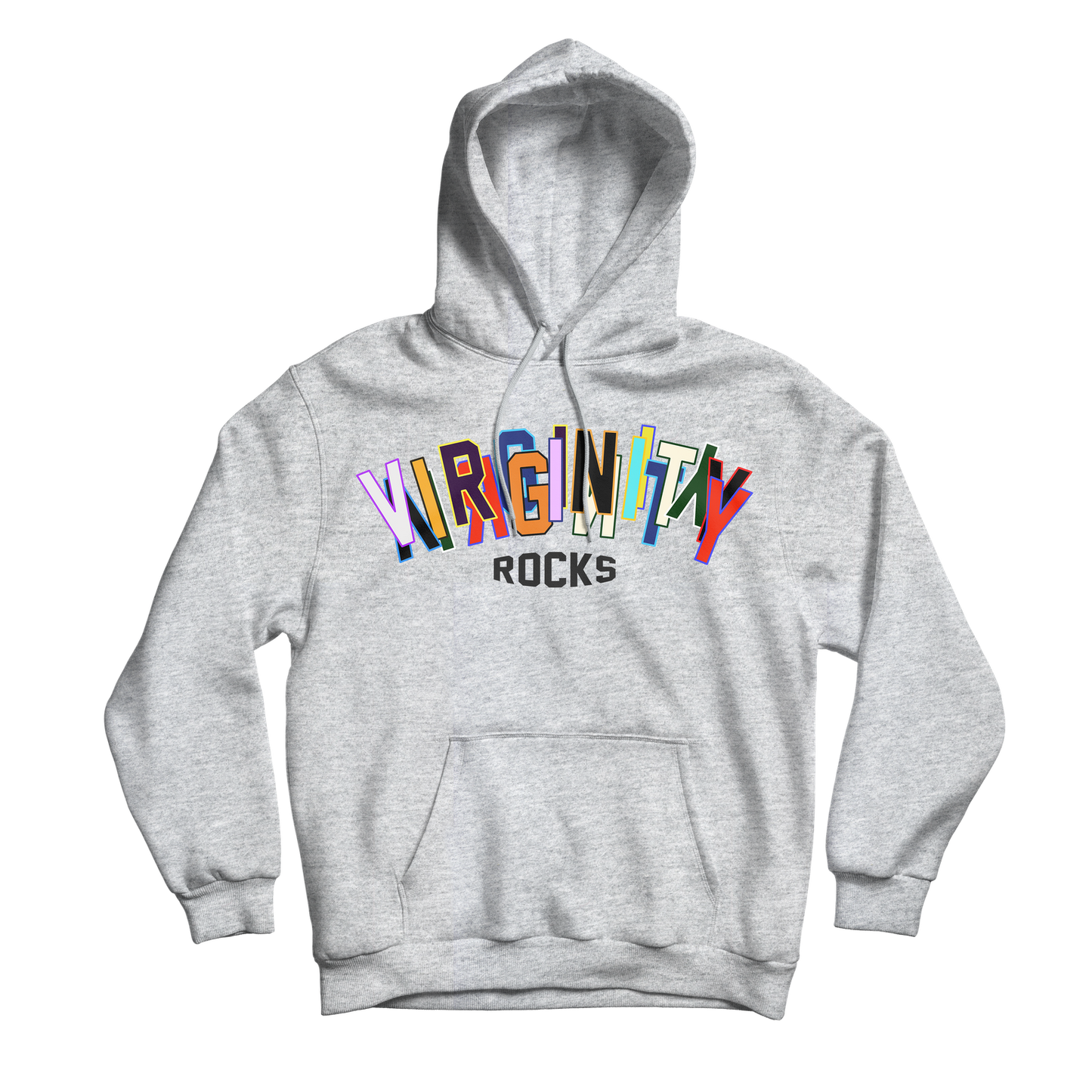 Virginity Rocks Stacked Grey Hoodie