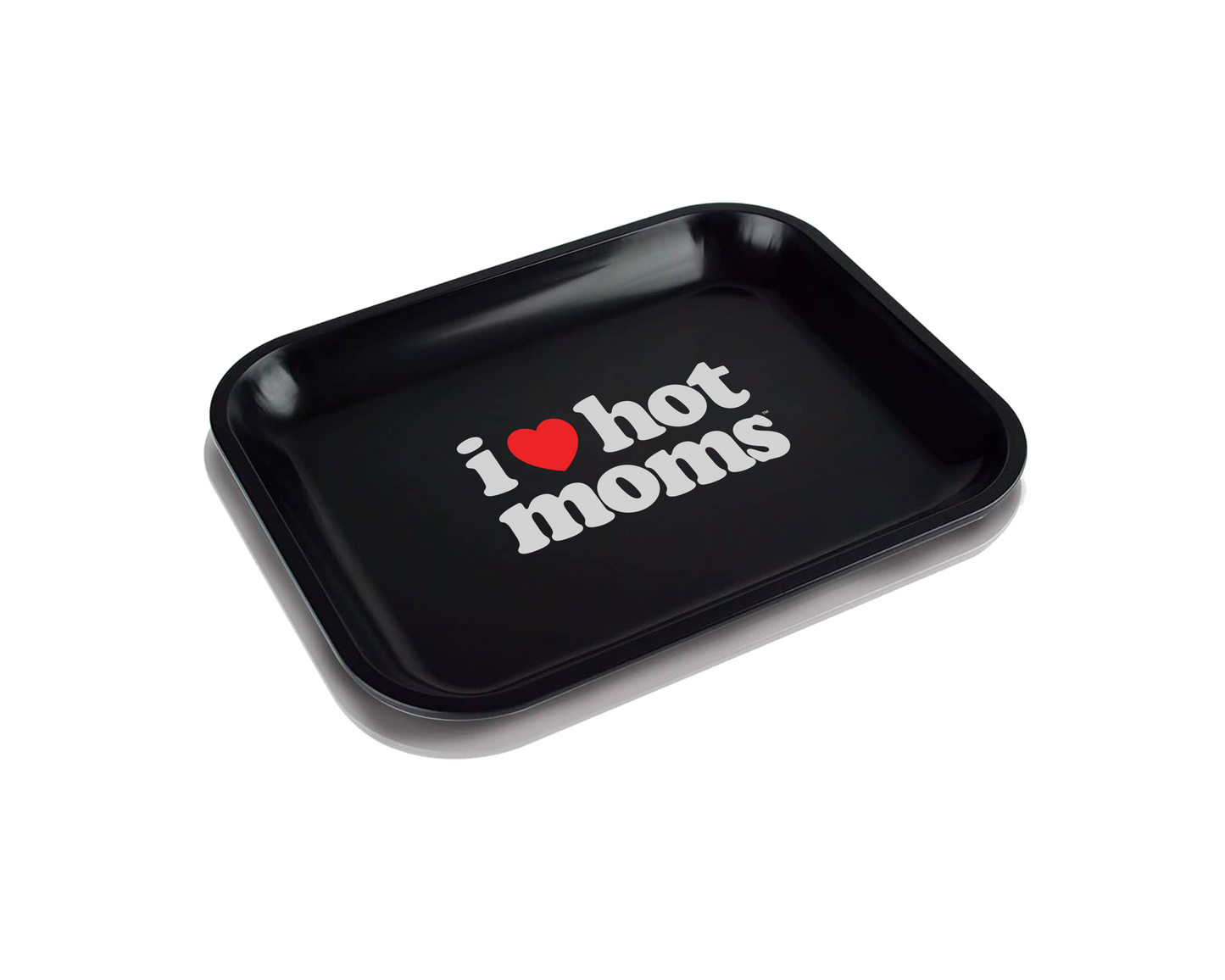 I Heart Hot Moms Black Rolling Tray