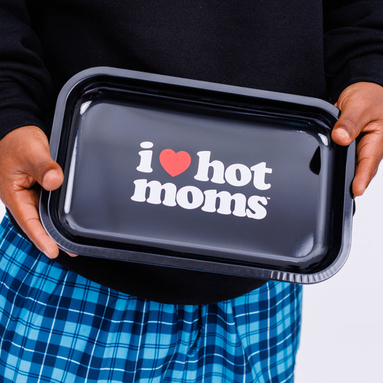 I Heart Hot Moms Black Rolling Tray