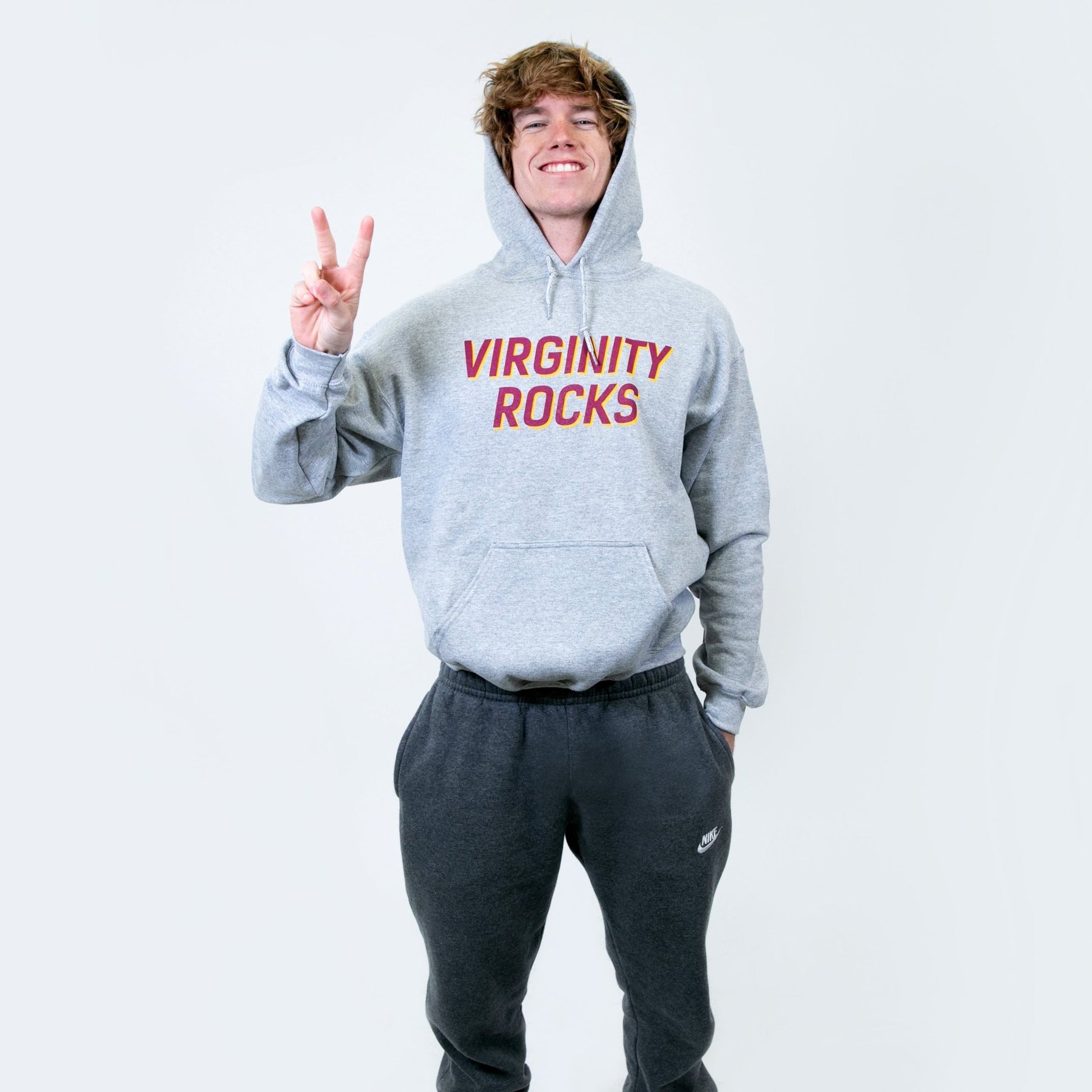 Virginity Rocks Heather Grey Hoodie - Danny Duncan