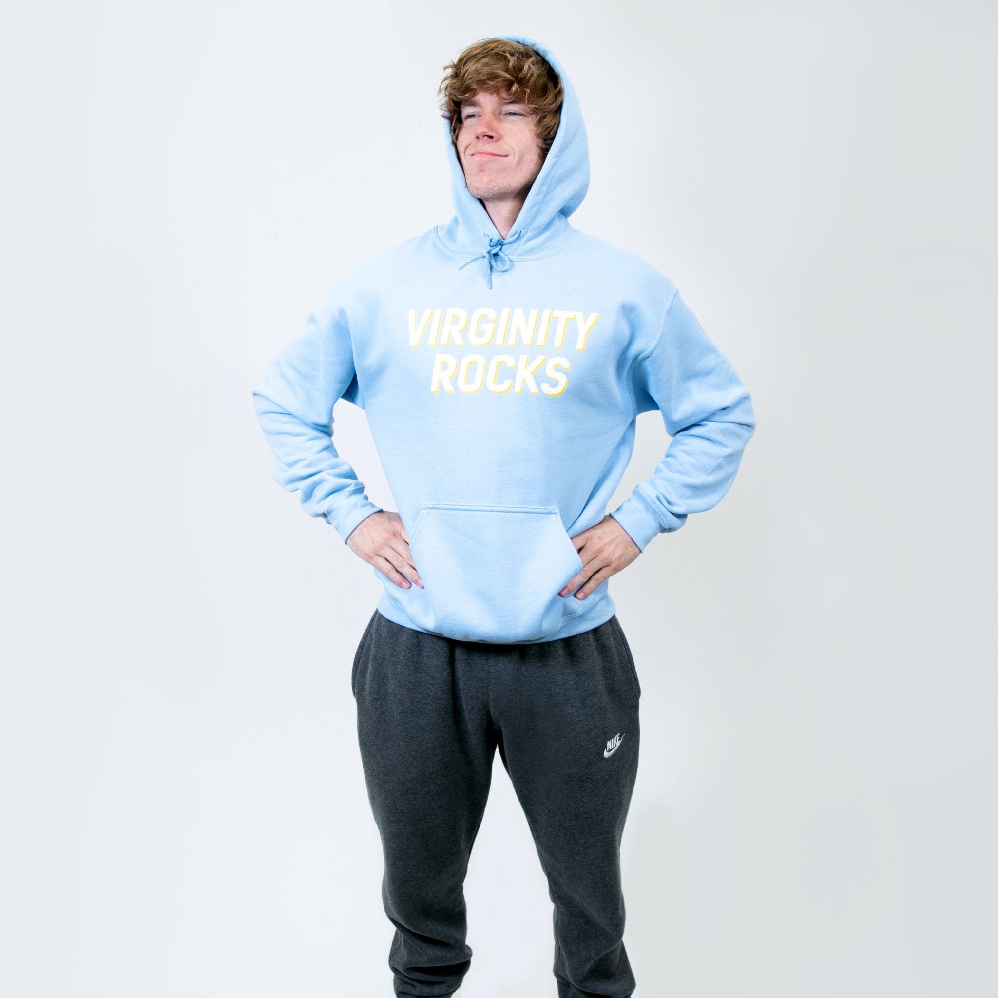 Virginity Rocks Light Blue Hoodie – Danny Duncan
