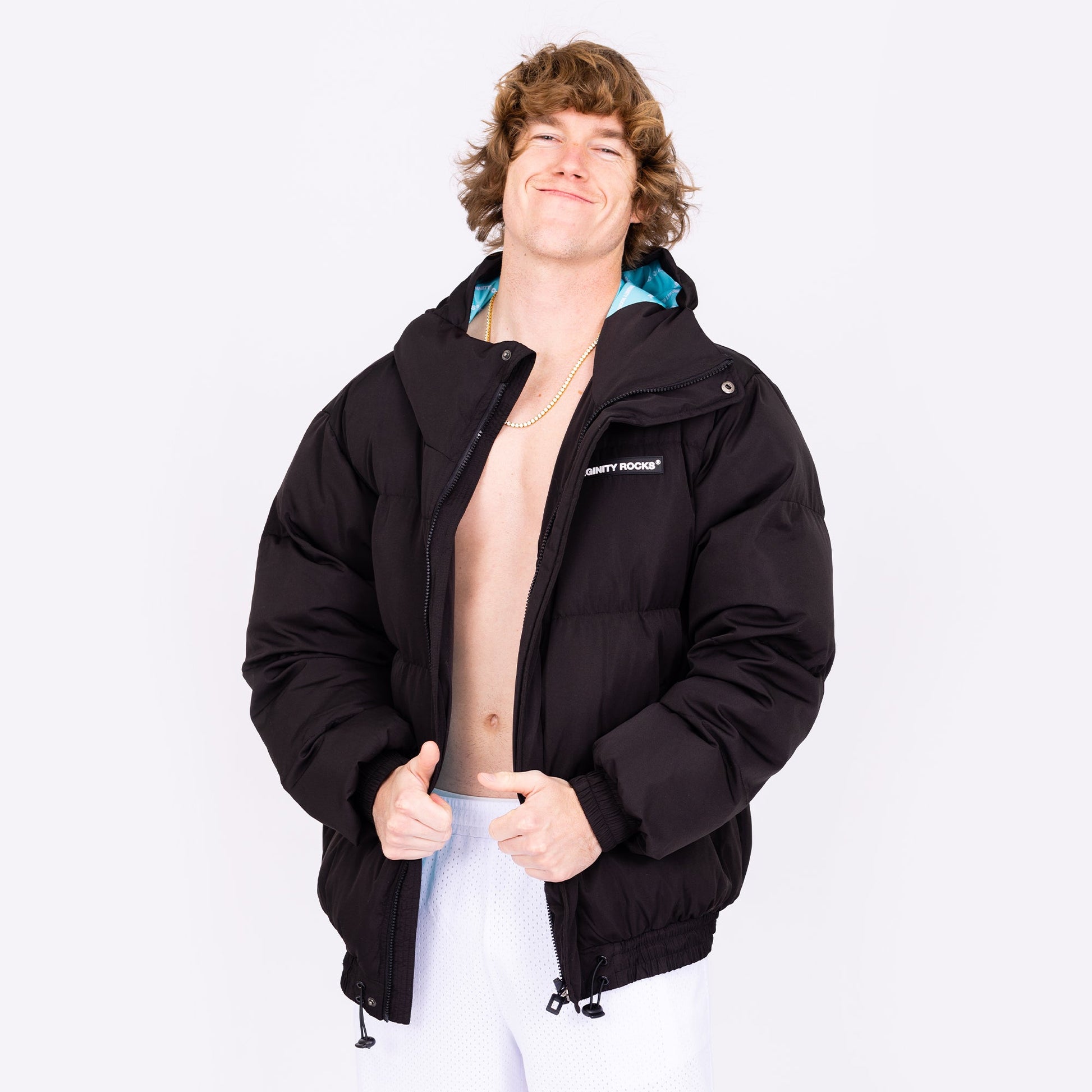 Virginity Rocks Registered Black Puffer Jacket - Danny Duncan