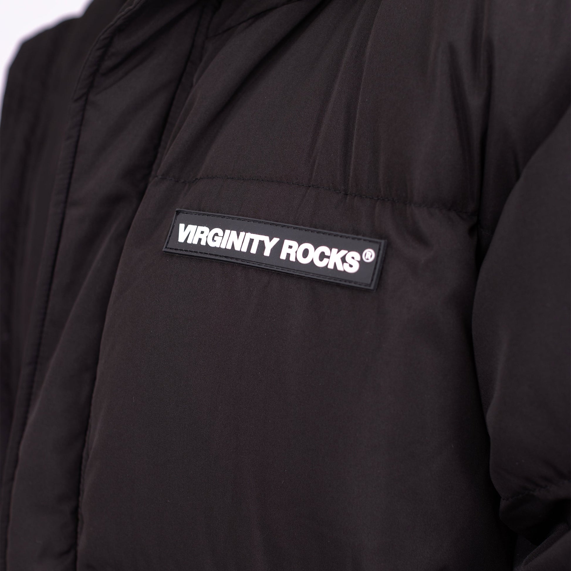 Virginity Rocks Registered Black Puffer Jacket - Danny Duncan