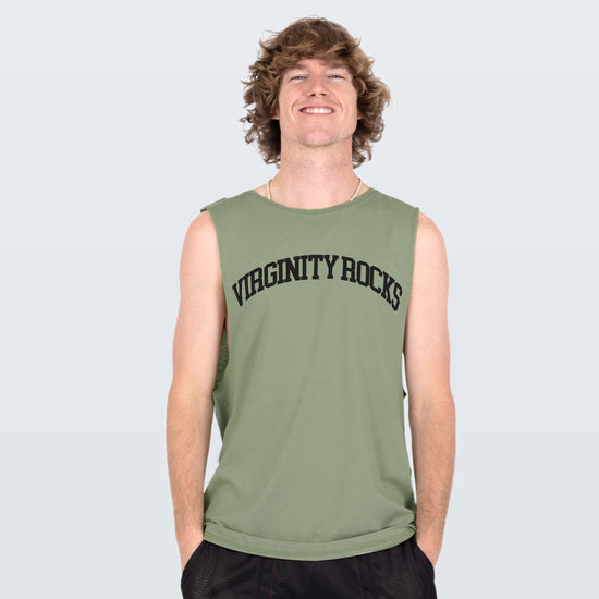 Load image into Gallery viewer, Virginity Rocks Sleeveless Pine Tank
